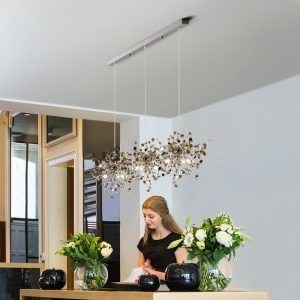 Hand-Made Stainless Steel Leaf Chandelier